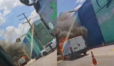 VÍDEO: Van pega fogo na Avenida Noel Nutels, em Manaus