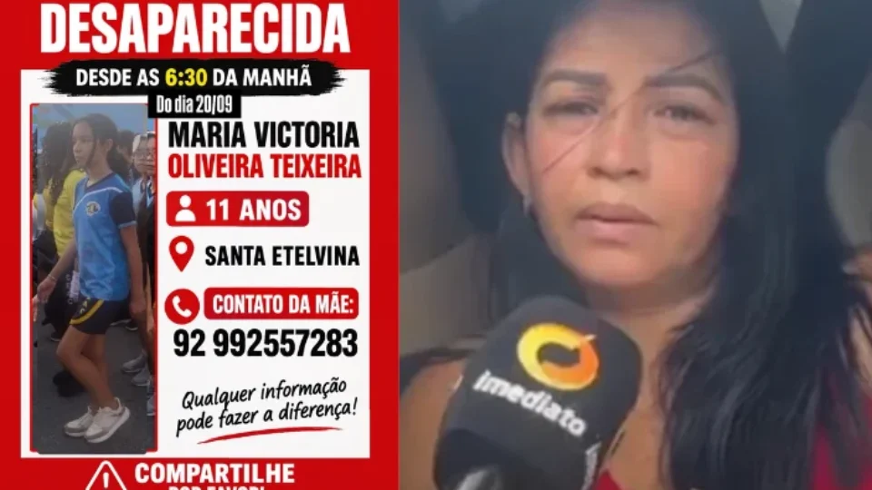 Família procura por Maria Vitória, de 11 anos, desaparecida em Manaus