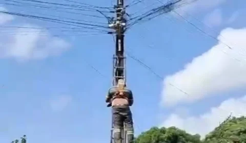CHOQUE NO ALTO DO POSTE: trabalhador fica inconsciente e é resgatado em Macapá