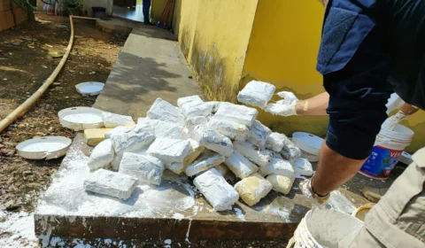 Cerca de 160 kg de skunk são apreendidos escondidos em baldes de massa corrida em Ji-Paraná