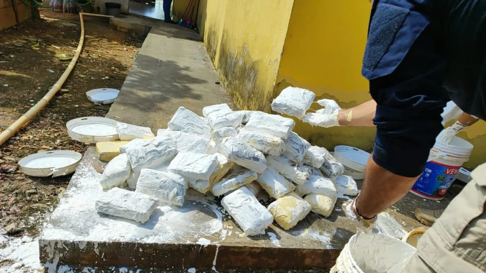 Cerca de 160 kg de skunk são apreendidos escondidos em baldes de massa corrida em Ji-Paraná