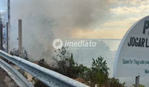VEJA: Incêndio de grandes proporções atinge área de vegetação ao lado do Porto do São Raimundo, em Manaus