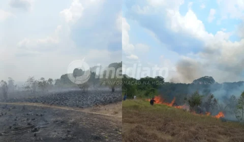 Incêndio ameaça área residencial em comunidade no interior do Amazonas