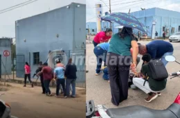 Veja; Motociclista ferida é levada à UPA por populares após acidente