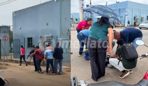 Veja; Motociclista ferida é levada à UPA por populares após acidente