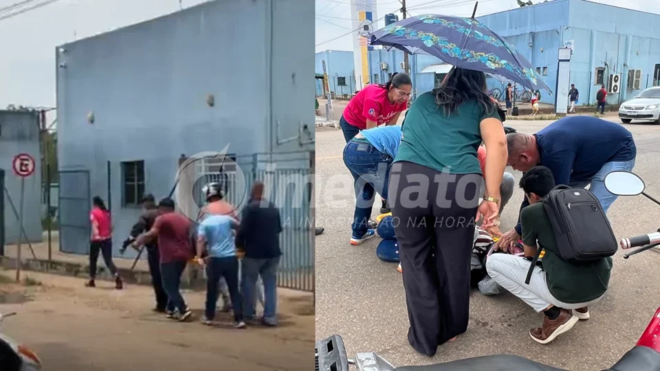 Veja; Motociclista ferida é levada à UPA por populares após acidente