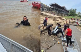 VEJA AS IMAGENS: corpo de homem que caiu no Rio Amazonas é encontrado após buscas em Parintins