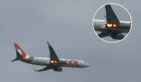 VEJA VÍDEO: Avião da Gol pega fogo no ar após colisão com pássaro e faz pouso de emergência