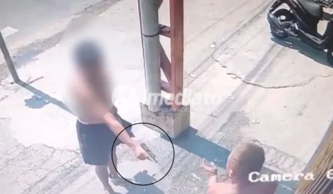 VEJA AS IMAGENS: Homem é preso após atirar contra vítima em represália a suposto furto em loja
