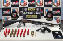 CERCO ARMADO: três homens são presos com espingarda calibre 12 e revólver em área de mata
