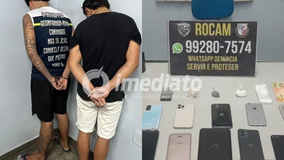 A CASA CAIU: homem e adolescente são detidos com drogas e 14 celulares roubados após tentativa de fuga