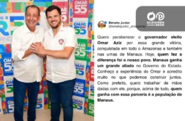 Renato Junior parabeniza Omar Aziz e destaca parceria entre Prefeitura de Manaus e Governo do AM