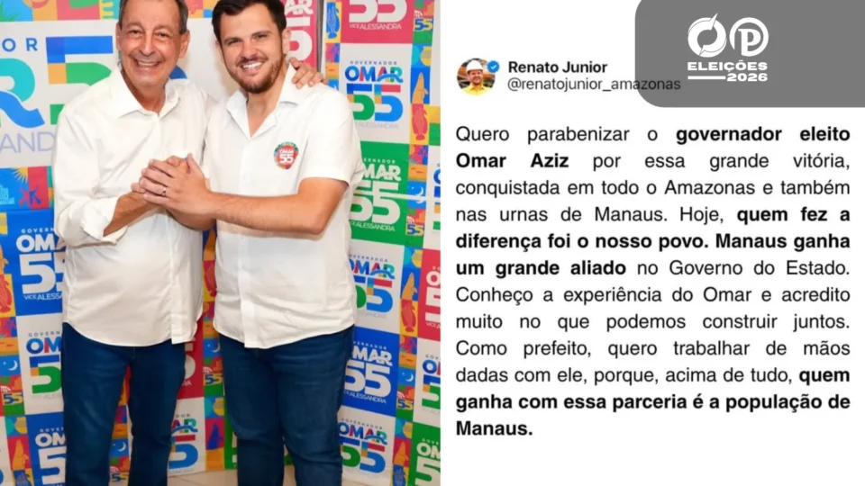 Renato Junior parabeniza Omar Aziz e destaca parceria entre Prefeitura de Manaus e Governo do AM