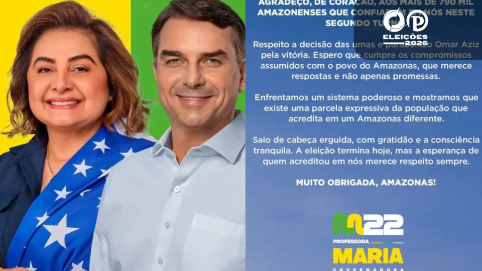 “SAI DE CABEÇA ERGUIDA”: Maria do Carmo agradece a mais de 790 mil eleitores após derrota para Omar Aziz no Amazonas
