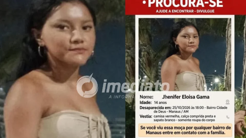 DESESPERO: Mãe procura filha de 14 anos desaparecida após sair de casa para ir à igreja em Manaus