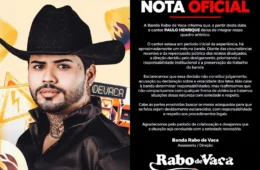 Vocalista do Rabo de Vaca é desligado após denúncia de agressão contra ex-namorada