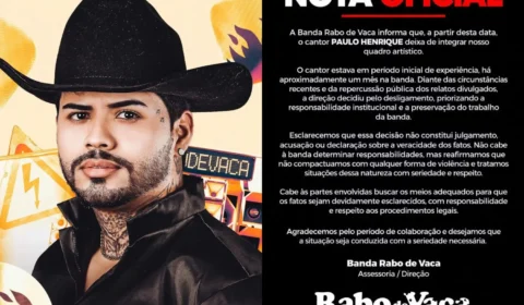 Vocalista do Rabo de Vaca é desligado após denúncia de agressão contra ex-namorada