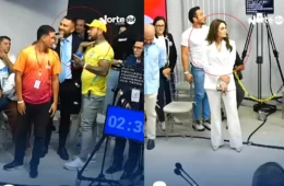 VÍDEO: Kidson Maia e Salazar fazem gesto de ‘cortar o pescoço’ direcionado a Alessandra Campêlo e geram confusão na TV Norte