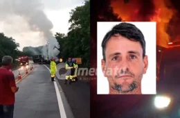Identificado motorista carbonizado após colisão entre carretas na BR-364