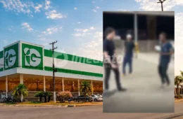 VEJA O VÍDEO: Suspeito de furto enfrenta seguranças e foge de supermercado em Porto Velho