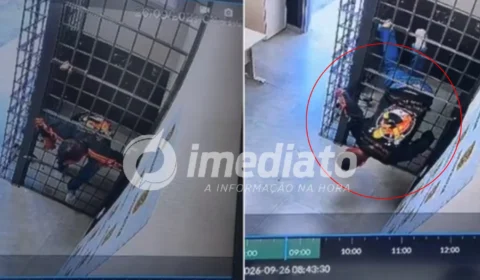 VEJA VÍDEO: Preso por violência doméstica se espreme entre grades e foge de delegacia