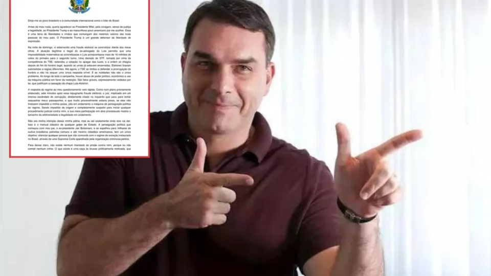 Flávio Bolsonaro muda carta, abandona título de “presidente eleito” e se declara “líder do Brasil”