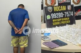 FLAGRANTE NO CENTRO: ‘Lourinho’ é preso com bolsa recheada de drogas e equipamentos do tráfico