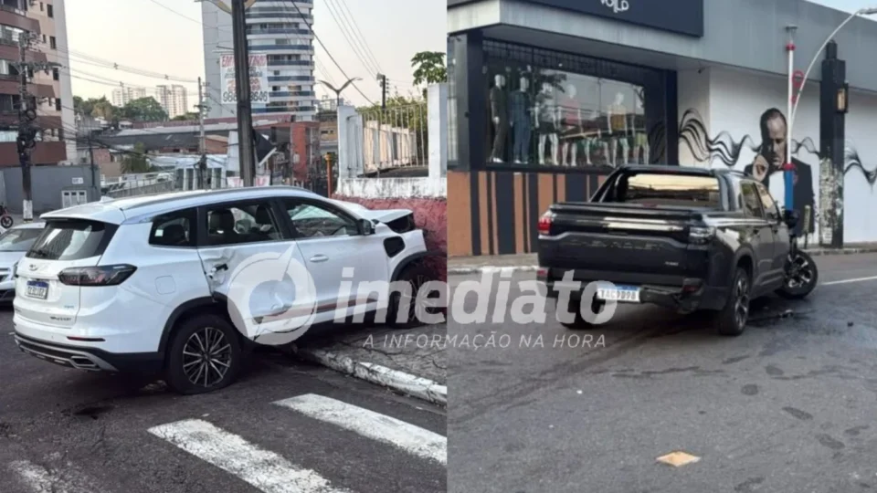 BATIDA VIOLENTA: colisão entre carros deixa quatro feridos e lança veículo contra muro