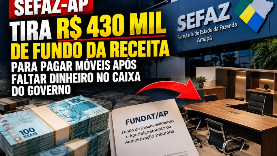 Sefaz tira R$ 430 mil de fundo da Receita para pagar móveis após faltar dinheiro no caixa do governo do Amapá
