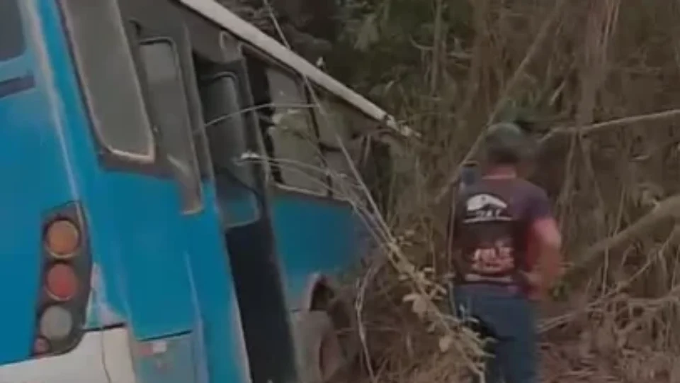 VEJA O VÍDEO | Pneu estoura e causa acidente com ônibus escolar em alta velocidade.